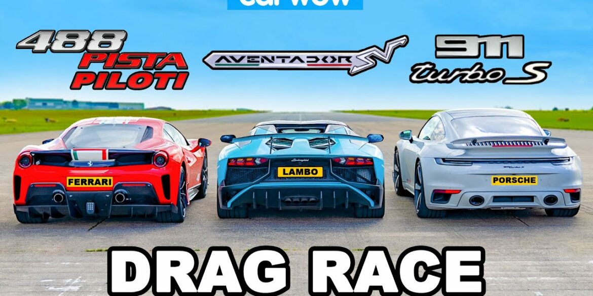 Ferrari 488 Pista Piloti v Aventador SV v 800hp 911 Turbo S: DRAG RACE