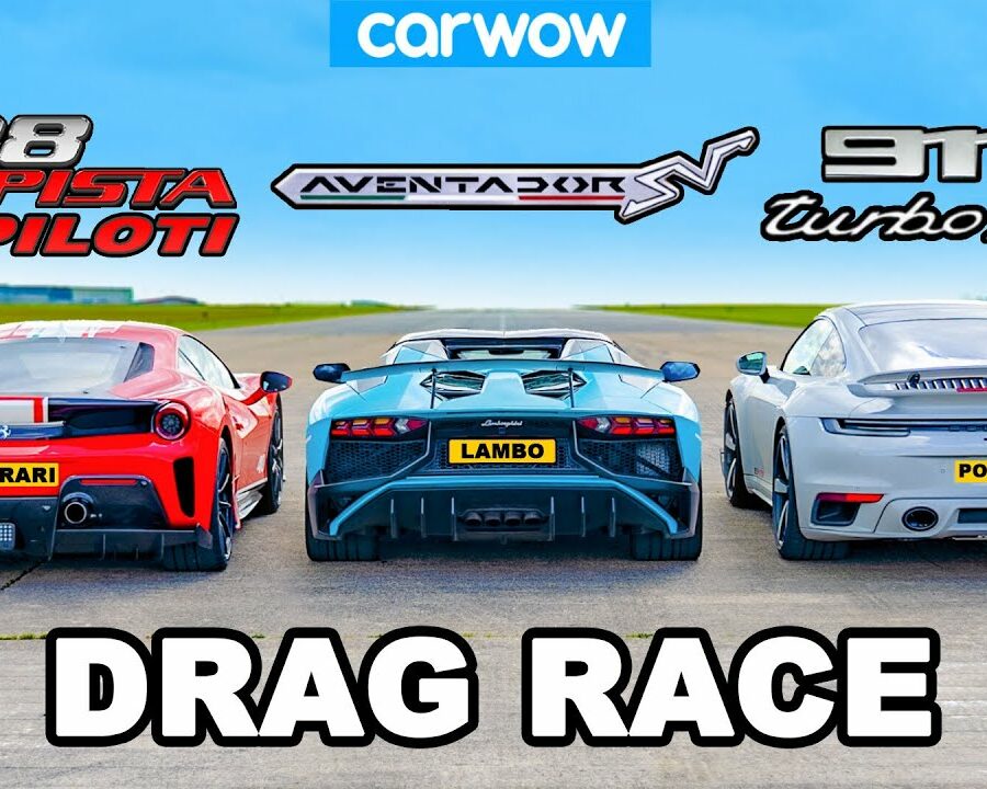 Ferrari 488 Pista Piloti v Aventador SV v 800hp 911 Turbo S: DRAG RACE