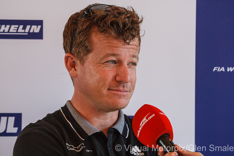 Le Mans 24 Hour, 17-18 June 2017: Patrick Long being interviewed at Scrutineering