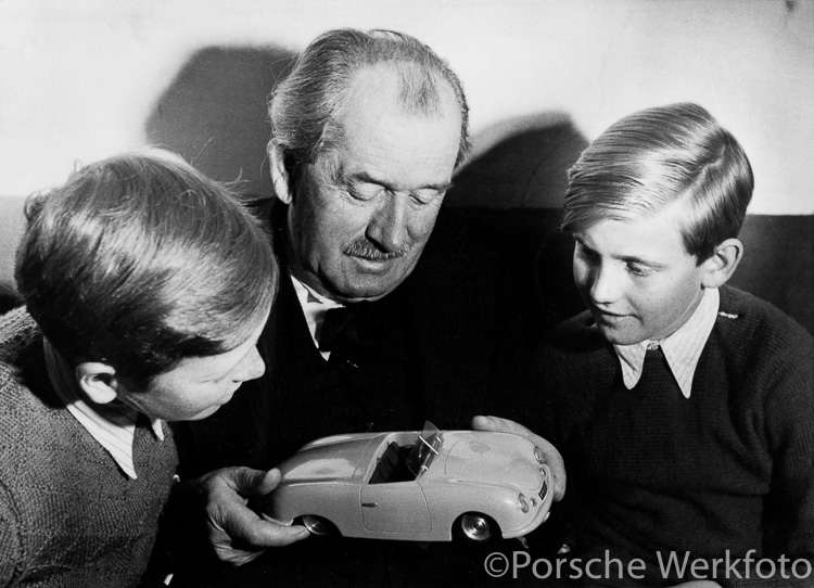 Professor Ferdinand Porsche with F. A. ‘Butzi’ Porsche and Ferdinand Piëch 