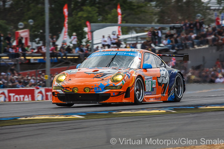 Patrick Long, Jörg Bergmeister and Lucas Luhr finished sixth in the GTE Pro class in the #80 Flying Lizard Motorsports Porsche 997 GT3 RSR 4.0-litre