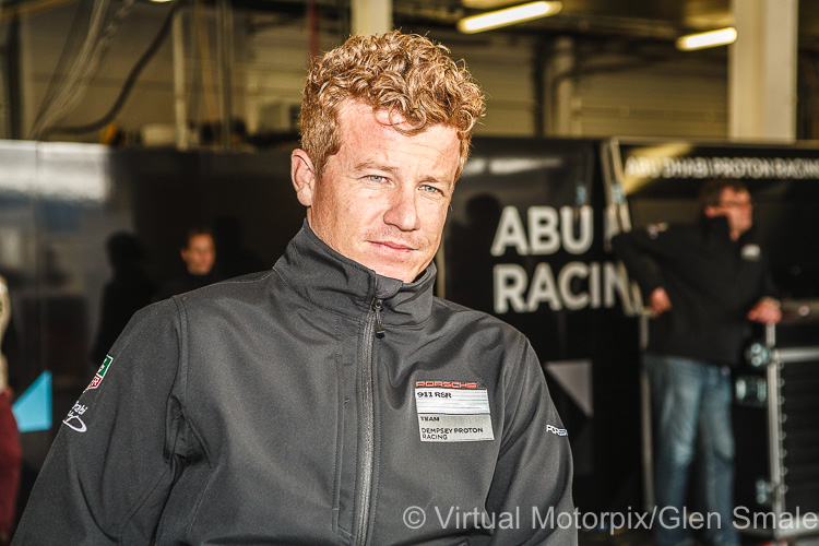 WEC Silverstone 6 Hour, 12 April 2015: Patrick Long in contemplative mood in the pit garage