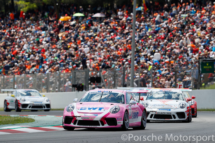 Michael Ammermüller driving the Porsche 911 GT3 Cup in the 2018 Porsche Mobil 1 Supercup