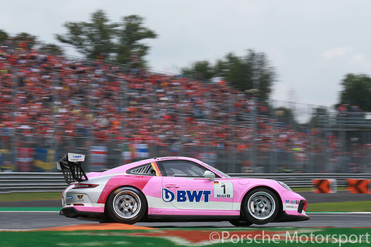 Michael Ammermüller driving the Porsche 911 GT3 Cup in the 2018 Porsche Mobil 1 Supercup