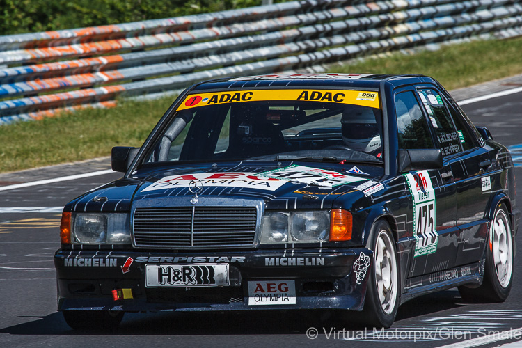 The spectacular #475 Mercedes-Benz 190E 2.3 16V was driven by Roland Hoelscher and Roland Schaefer