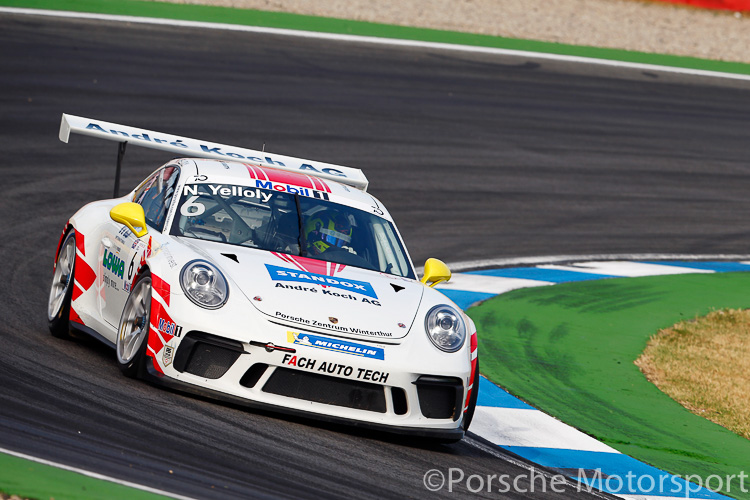 Nick Yelloly behind the wheel of his Porsche 911 GT3 Cup in the 2018 Porsche Mobil 1 Supercup