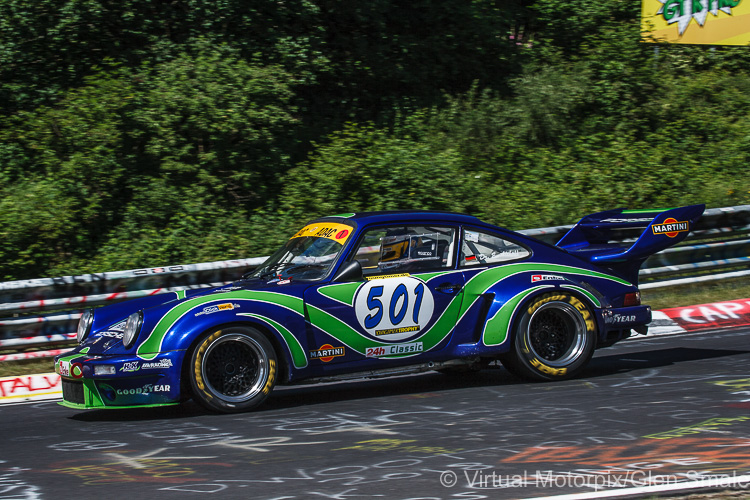 The psychedelic #501 Porsche Carrera RSR was driven to an overall second place by Jörg Müller and Dr Eddy Althoff