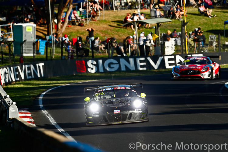 The #911 EBM Porsche 911 GT3 R of Romain Dumas, Sven Müller and Mathieu Jaminet