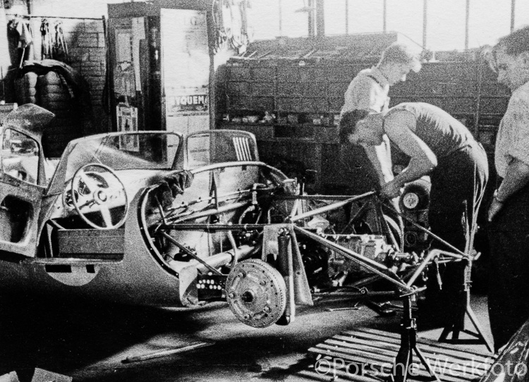 A Porsche 550 A Spyder is converted into 550 A Coupé in the workshop at Teloché