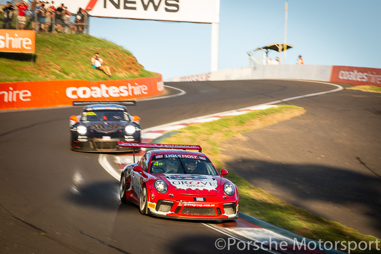 The #4 Grove Racing Porsche GT3 Cup driven by Stephen Grove, Brenton Grove and Ben Barker