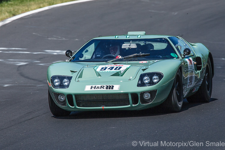 The #940 Ford GT40 cut a striking pose, driven by Wright/Wolfe/Gans