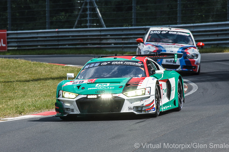 The #29 Audi Sport Team Land Audi R8 LMS was driven by Christopher Mies, René Rast, Kelvin van der Linde and Christopher Haase