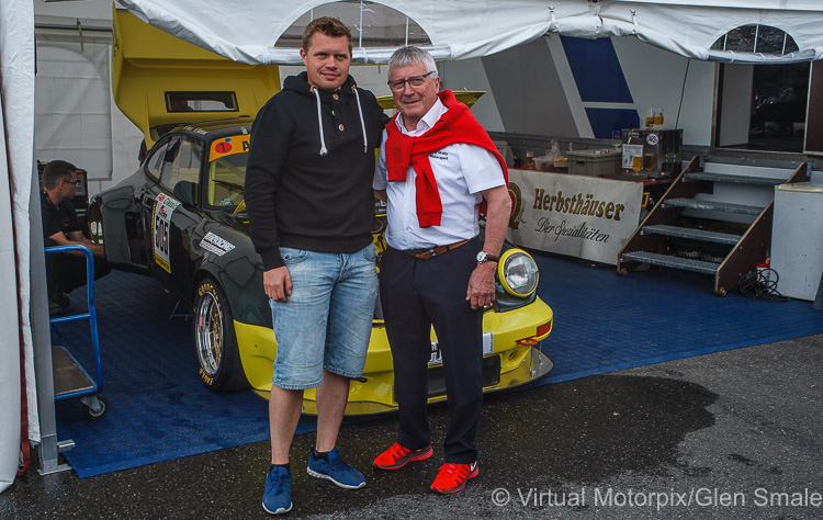 Paddy O’Grady (right) of P.O. Motorsport, Stuttgart, Germany stands with Heiko Hammel (left)