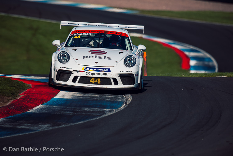 Peter Mangion takes the lead in the Am class of the Silverstone round of the Carrera Cup GB 