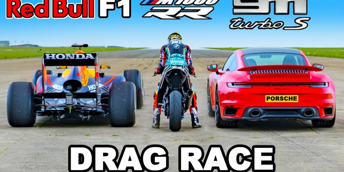 F1 Car v BMW M1000 RR Superbike v 911 Turbo S: DRAG RACE