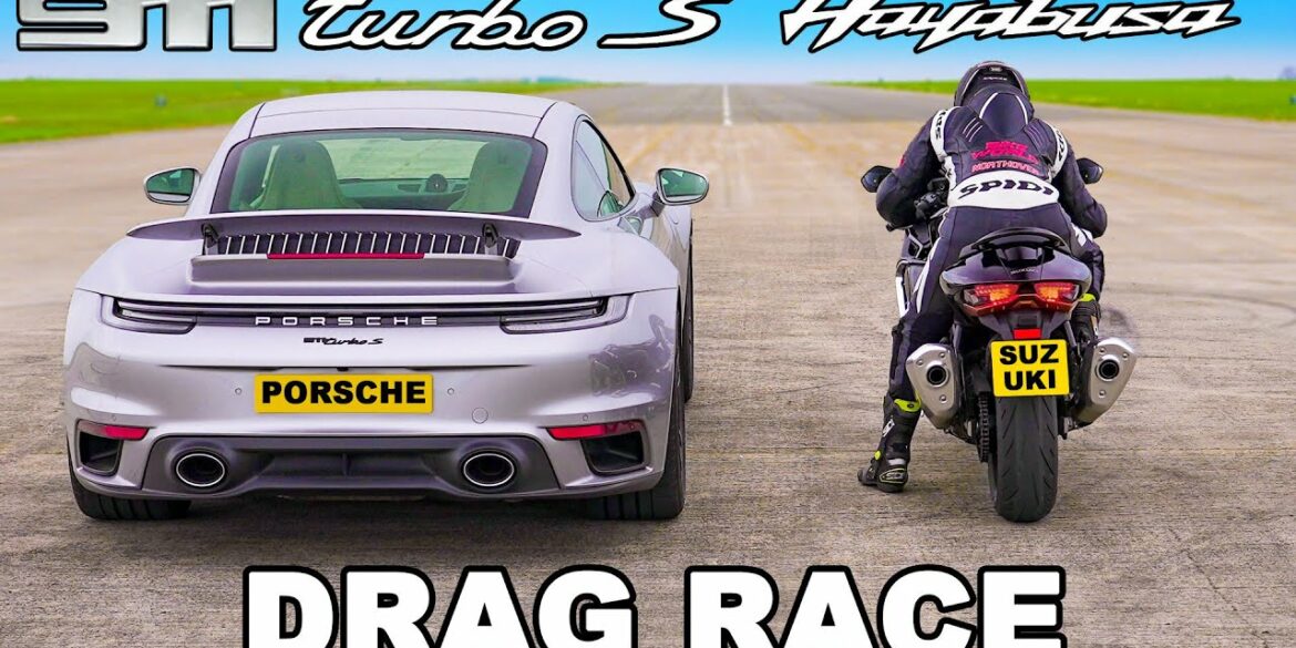 DRAG RACE: Porsche 911 Turbo S vs Suzuki Hayabusa