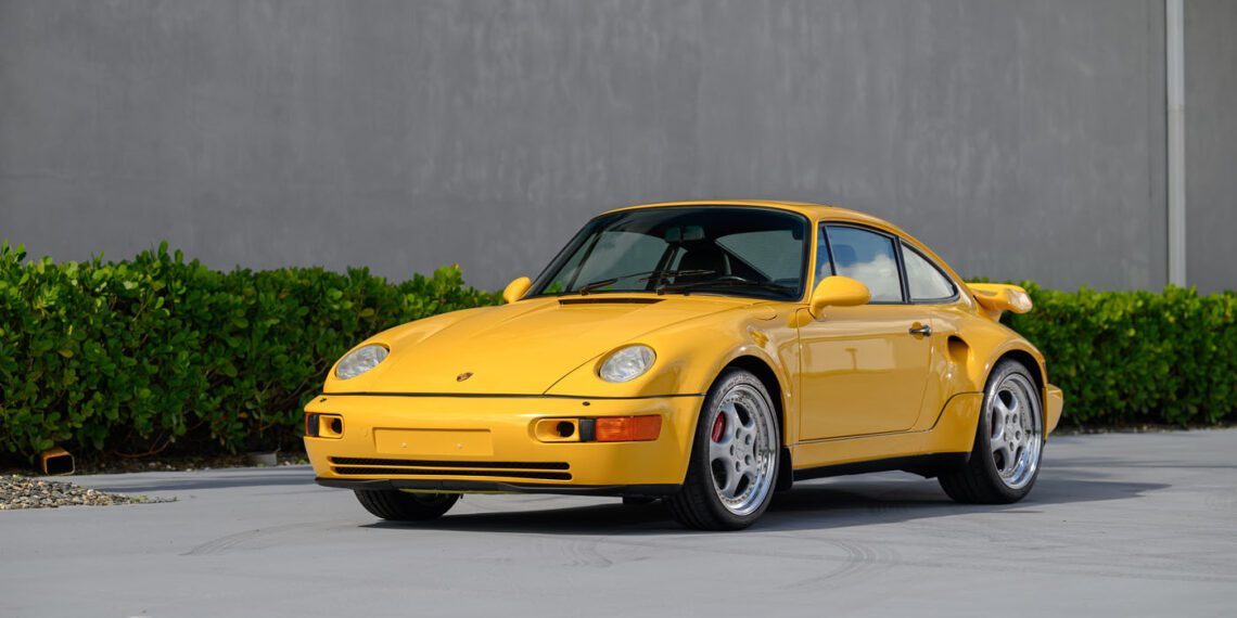 Image of yellow Porsche 911 Turbo X85 Flachbau.