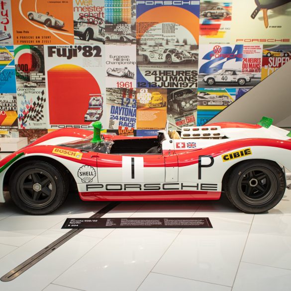 The No. 1 Porsche 908/02 Spyder driven Jo Siffert and Brian Redman to victory in the International ADAC Nürburgring 1000 Km race on 1 June 1969 - photographed at the Porsche Museum, Stuttgart, 2024. © Glen Smale