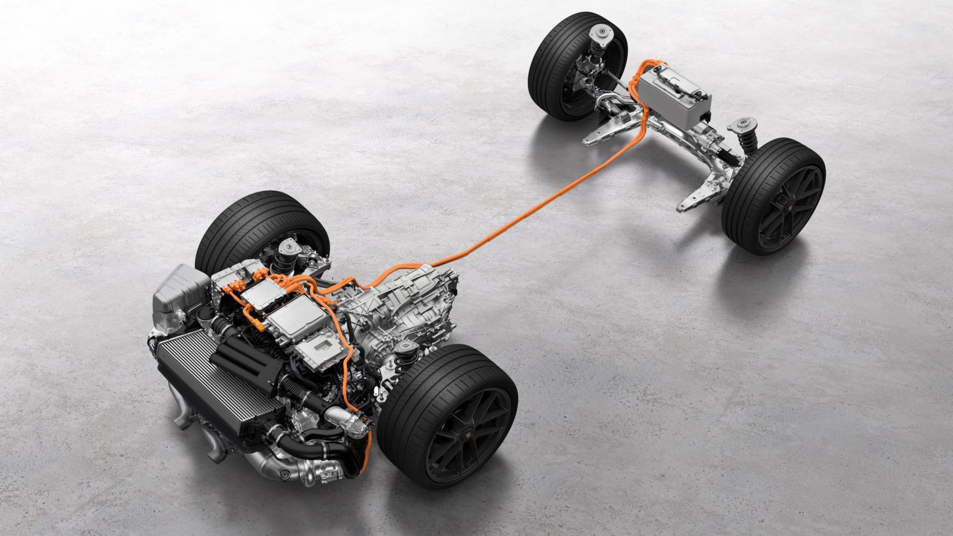 Cutaway of Porsche's 911 T-Hybrid powertrain