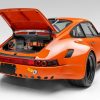 Three-quarter rear view of the E Porsche 911 restomod by Ruffian Cars